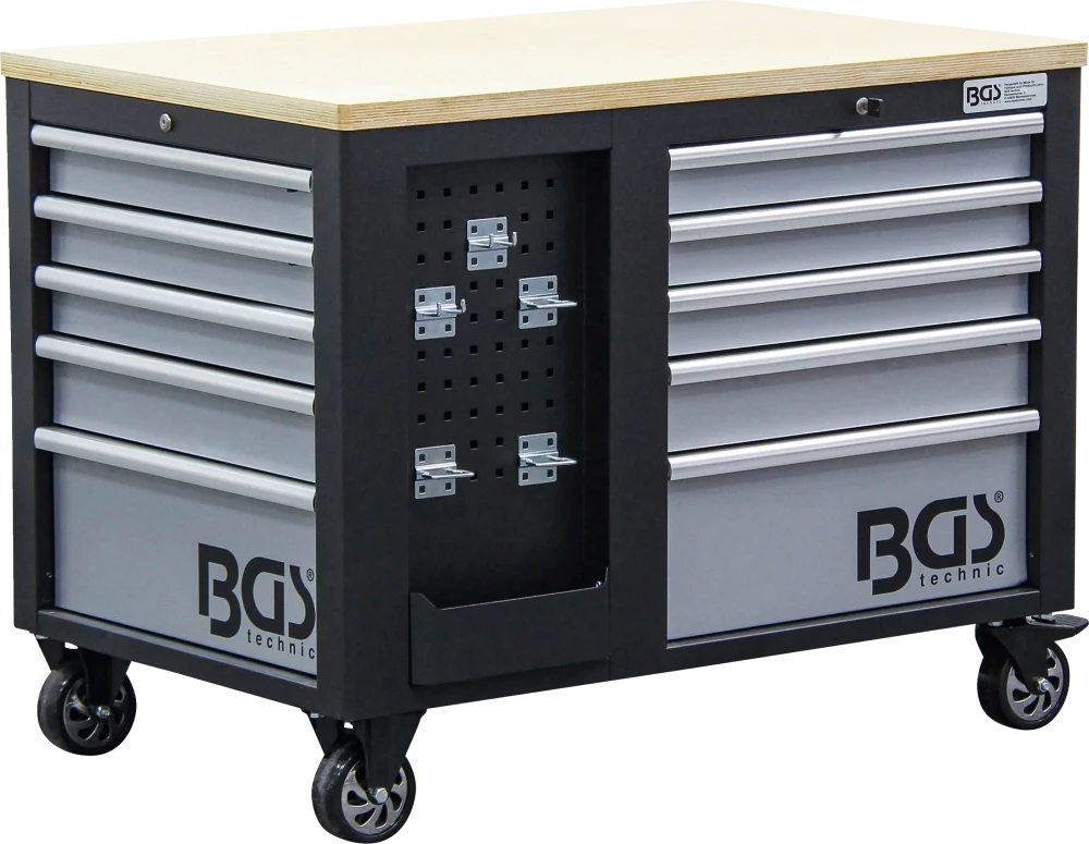 BGS Technic 4199 10-Drawer Workshop Trolley with Cabinet