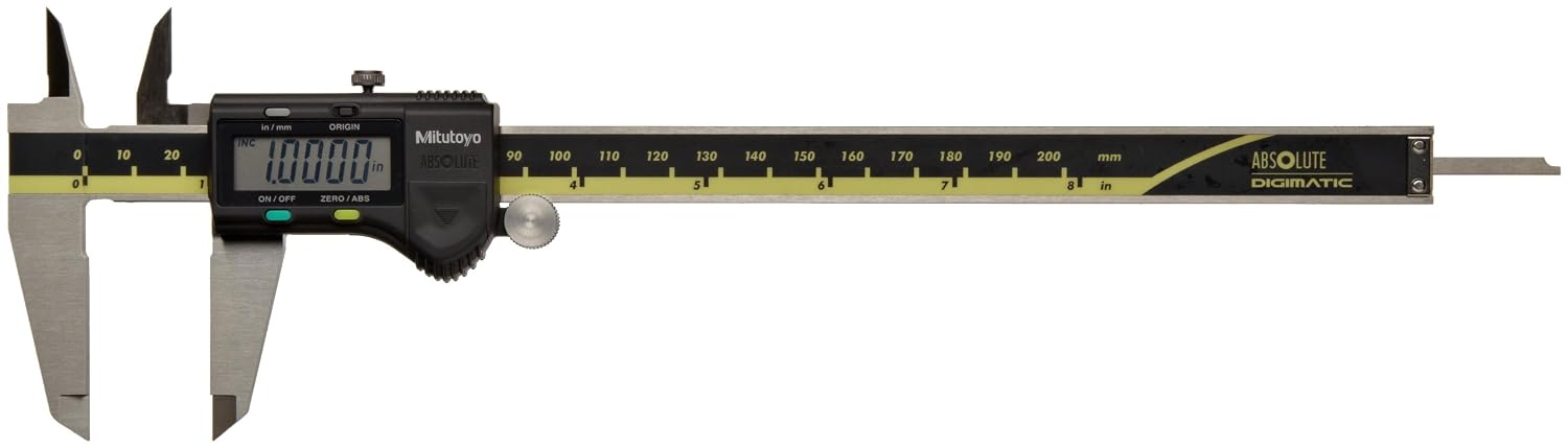 Mitutoyo 500-197-20 ABSOLUTE Digimatic Digital Vernier Caliper, 0–200 mm / 8 Inch, 0.01 mm Resolution