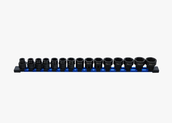 BGS Technic 74700 Extra-Flat Impact Socket Set 1/2" 10–24 mm – 15 Piece