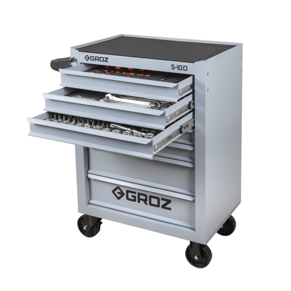 GROZ RTC-10D27-84 84-Piece Automotive Tool Kit with 7-Drawer Trolley
