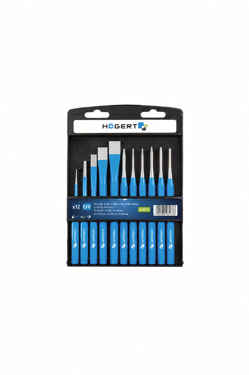 HOGERT HT3B712 Chisel and punch set, 12 pcs, CrV