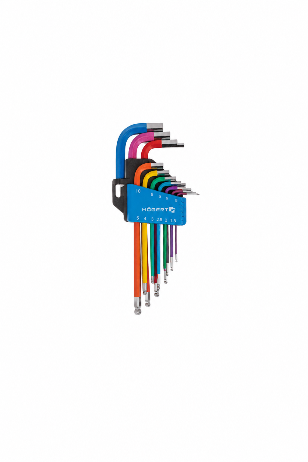 HOGERT HT1W806 9-piece hex keys set, long arm, colour coded