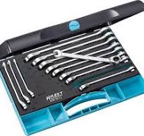 HAZET 606N/12 Ratcheting Combination Wrench Set, 12 Pieces (8–19 mm), Reversible Ratchet, Made in Germany